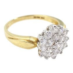 14ct gold cubic zirconia cluster ring, hallmarked
