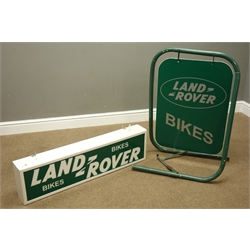  Land Rover Bikes illuminated wall hanging sign (W97cm), and a matching floor swing sign   