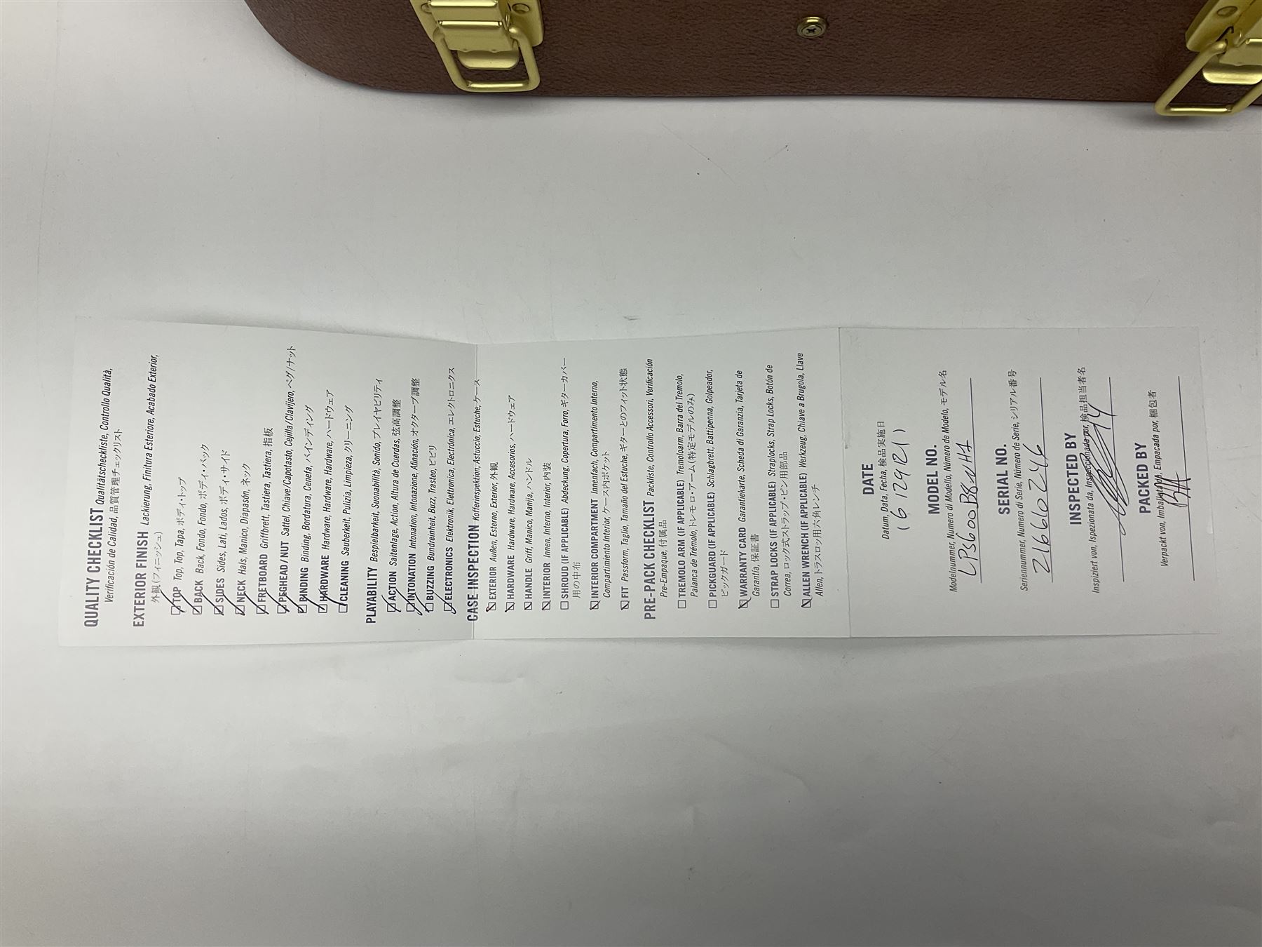 2021 USA Gibson Les Paul Standard guitar Model No LPS600B8NH1 with tobacco sunburst finish; serial no.216610246 L98cm; in Gibson fitted hard case with multitool, cloth, inspection certificate and other paperwork
