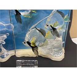 Swarovski Crystal, Wonders of the Sea Trilogy: 'Eternity', 'Community' and 'Harmony', all with stands and plaques, H20cm
