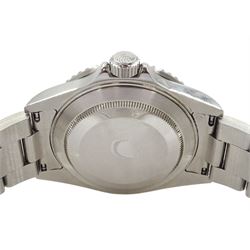 Rolex Oyster Perpetual Date Submariner 'Kermit' gentleman's stainless steel automatic wristwatch, circa 2005, model No 16610LV, serial No. D079091, 60 minute rotating green bezel, on Rolex Oyster stainless steel bracelet, with fold-over clasp, boxed with service guarantee dated 2014