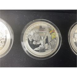 China 2008 Beijing Olympic Games official commemorative silver four coin set, cased with certificates