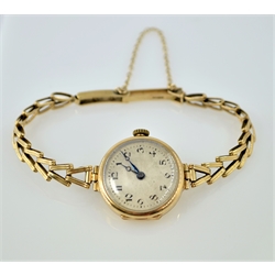  Vertex 9ct gold wristwatch Birmingham 1932 on 9ct gold bracelet hallmarked   
