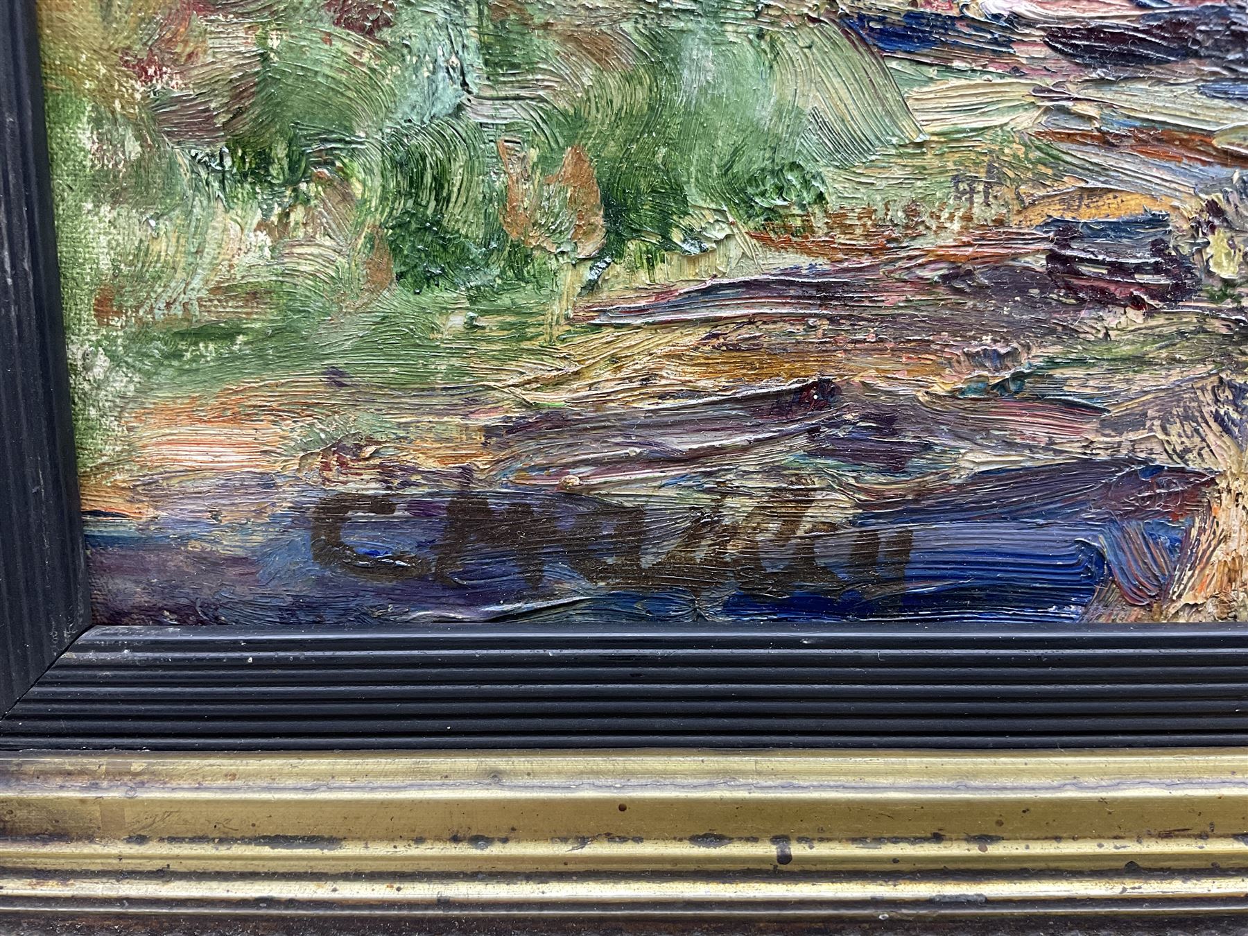 Attrib. Charles McAuley (Irish 1910-1999): 'A Walk in the Glens of Antrim', oil on canvas bears signature, titled verso 44cm x 54cm