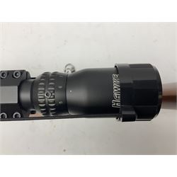 Air Arms Model S410F Classic .177 multi-shot compressed air rifle with bolt action, underside pressure gauge, chequered pistol grip, moderator and Hawke Sport HD 3-9x50 scope L112cm; in Anglo Arms camouflage sleeve with spares, tool kit, magazine and instruction manual