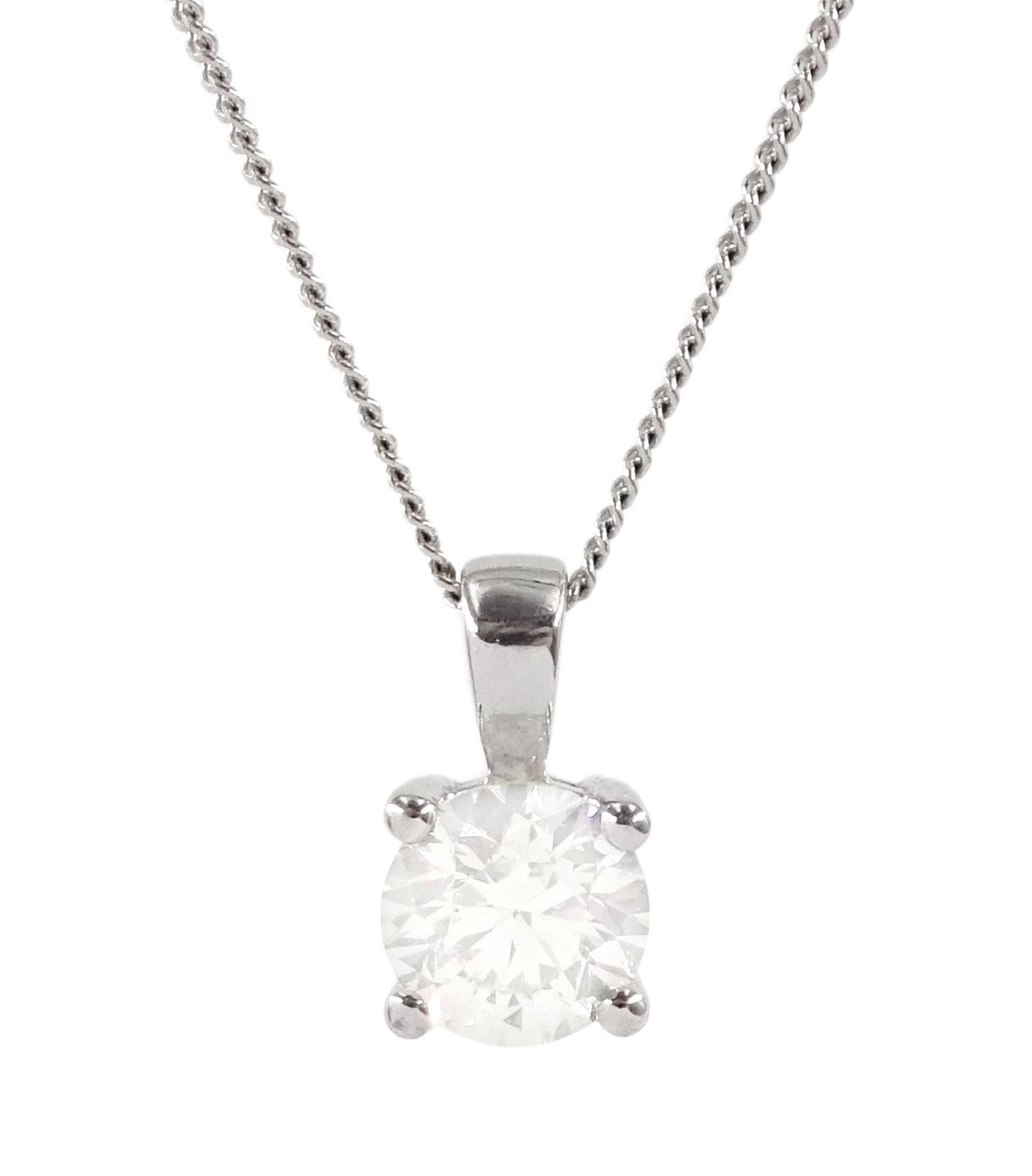 18ct white gold single stone round brilliant cut diamond pendant necklace, diamond approx 1.15 carat