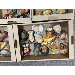 Large collection of Bossons plaster wall-masks, including including fisher man, policeman, highway man, etc, in four boxes 