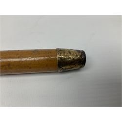 20th century walking cane, the carved wooden handle modelled as the head of a boxer dog with inset glass eyes and articulated and sprung jaw, upon a tapering Malacca shaft, L86.5cm