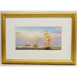 'Trafalgar 1805', watercolour signed by Kenneth W Burton (British 1946-) with certificate of authenticity verso 14cm x 29cm   