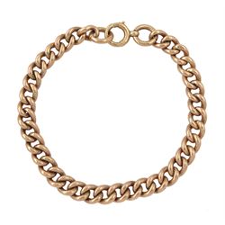 9ct rose gold curb link bracelet, each link stamped 9 375