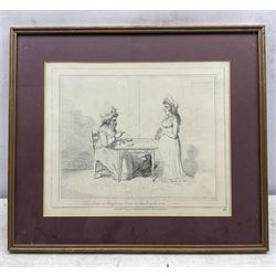 James Gillray (British 1756-1815): 'Miss - I Have a Monstrous Crow to Pluck with You!', etching pub. H. Humphrey, London 25.5cm x 31cm