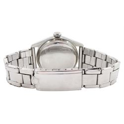 Rolex Oyster Perpetual gentleman's stainless steel automatic wristwatch, Ref. 6107, serial No. 804478, cream dial with dagger hour marks, on expanding Rolex bracelet, with fold-over clasp, with papers dated 1953 / 54