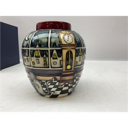 Moorcroft Nursery Rhyme Series Hickory Dickery Dock pattern ginger jar  designed by Nicola Slaney, 2005 limited edition 108/250, printed and painted marks beneath, with original box H16cm