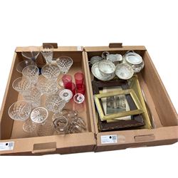 Bristol blue rolling pin, together with Carlton Ware juicer, other glassware and ceramics in four boxes  