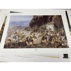 Large poster entitled 'Crests and Badges of the British Army in Daily Use 56 x 86cm; together with twenty-five colour prints of military interest including Crimean War, Boer War, WW2 etc; various sizes; all unframed