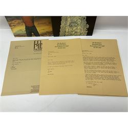 Pete Townshend 'The Who' - archive of correspondence with John Bycroft of Hull acknowledging receipt of various song lyrics sent by him to Townshend 1977 - 1982; comprising eighteen letters on varying letter heads including personalised; embossed; The Boathouse Ranelagh Drive Twickenham; No.2 The Embankment Twickenham; and Eel Pie Music; there are two undated manuscript letters signed Pete; and sixteen typed letters either signed Pete Townshend (3), Pete (4), Judi (Waring), Lin (Gibson) or Carla Rankine; together with The Story of Tommy by Richard Barnes and Pete Townshend and two other books on The Who.