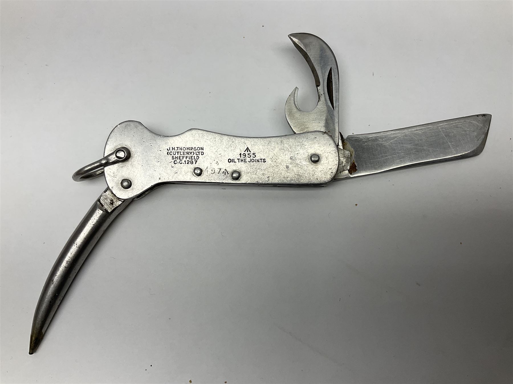 Fifteen folding/pocket knives including Swiss Army type knives with various number of blades, British army jack knife by J.H. Thompson Sheffield dated 1955 with broad arrow, promotional etc (15)