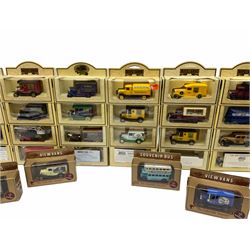 Thirty-eight modern die-cast promotional and advertising models by Lledo including View Vans and Souvenir Bus etc; all boxed (38)