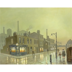  Steven Scholes (Northern British 1952-): 'Cable Street Whitechapel London', oil on canvas signed, titled verso 39cm x 49cm  DDS - Artist's resale rights may apply to this lot     