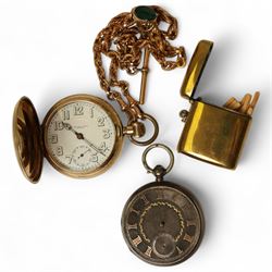 Early 20th century gold-plated full hunter lever pocket watch by Thomas Russell, Liverpool...