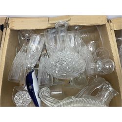Large collection of glass, to include, decanters, bon bon dishes, glassware etc, in five boxes  
