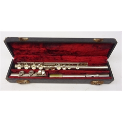  J R Lafleur & Son plated flute in fitted case   