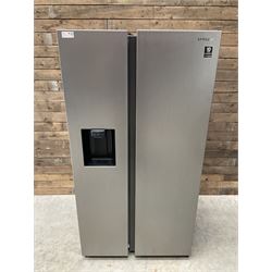 Samsung RS68N8320S9 American style side by side fridge freezer, non plumbed ice and water dispenser. Serial no. 05NT4EBN800405K, August 2020.