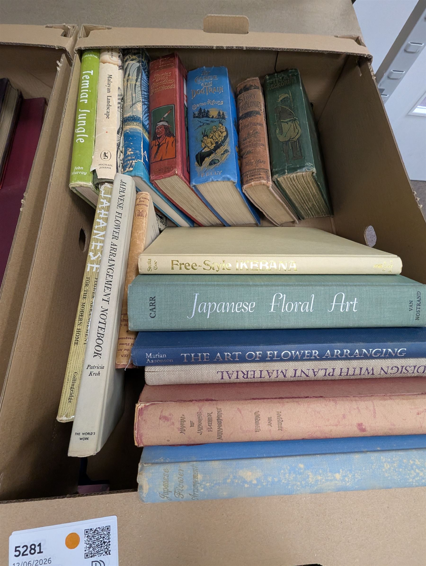 Collection of books, including John Slimming; Temiar Jungle, Duck Lake; Stories of the Canadian Backwood, The Art of Japanese Flower Arranging, engineering books and The Strad library music books, etc 