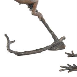 Michael Simpson (British Contemporary): Perching Frogs, set of three limited edition bronzes, monogrammed and numbered 62/100, 10/50 and 26/150, tallest H15cm 