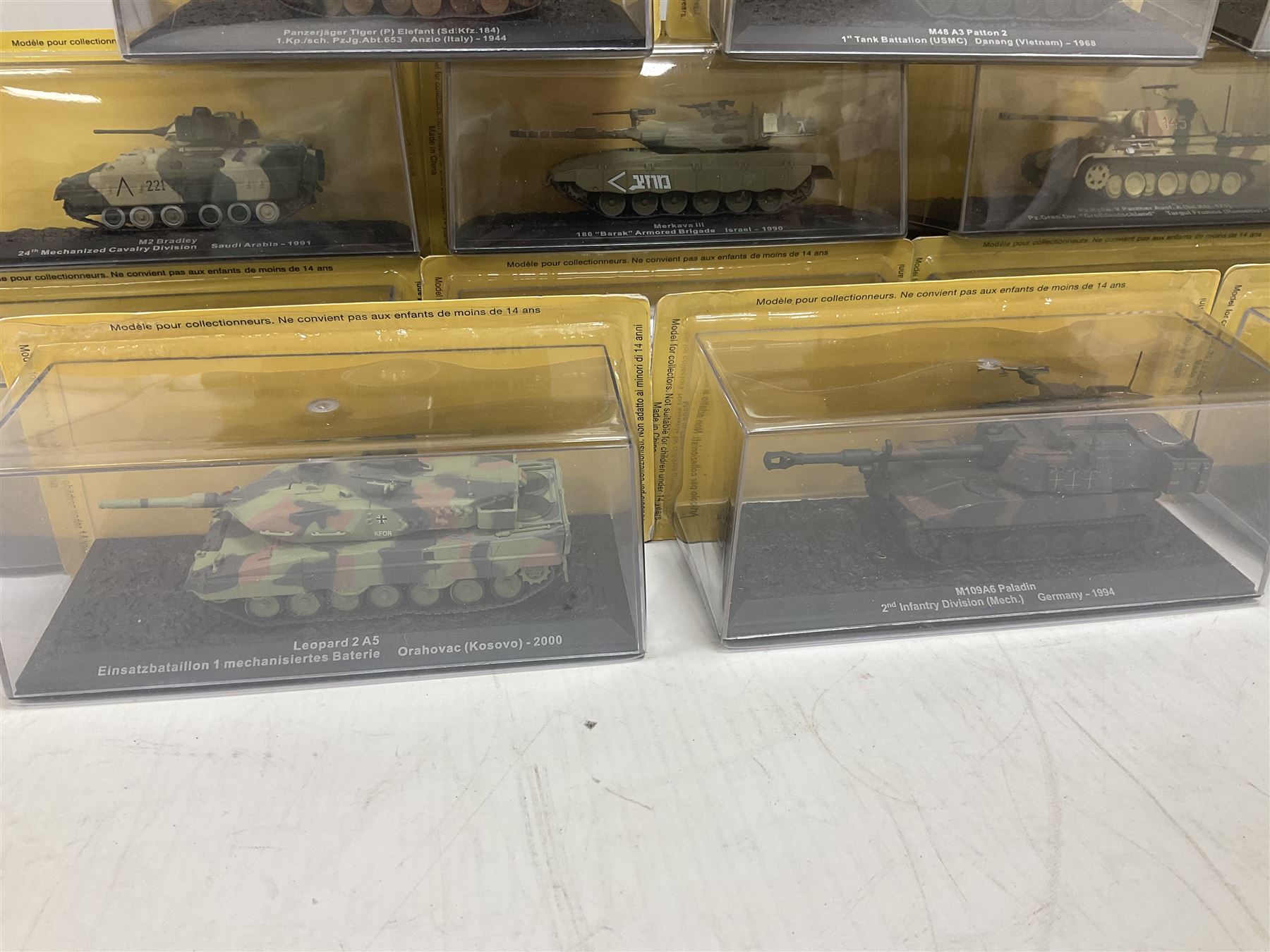 DeAgostini The Combat Tanks Collection -  forty-six periodical issued die-cast models of tanks; in plastic display cases in unopened blister packs (46)