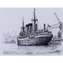 Jack Rigg (British 1927-2023): Boat Sketches, two pen and inks signed, one with further sketches verso, 21cm x 28cm (2) (unframed)