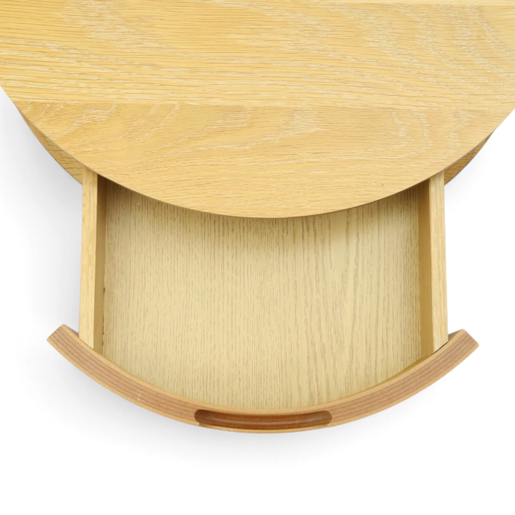 Bentley Designs - Pair of 'Dansk' light oak circular bedside or lamp tables, one drawer with recessed handle, tapering circular supports