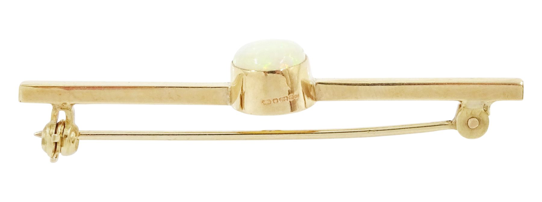 9ct gold opal bar brooch, hallmarked