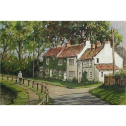  David Newbould (British 1938-2018): Terraced Dales Cottages, pastel signed 34cm x 51cm  