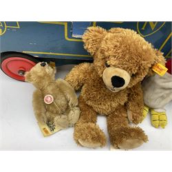 Steiff teddy bear 'Happy', together with Steiff miniature and 'Bluebell Express' pull-a-long, wooden train L79cm