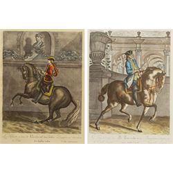 After Johann Elias Ridinger (German 1698-1767): Classical Riders, pair 20th century coloured engravings 32cm x 24cm (2)