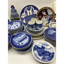 Royal Copenhagen thirty-eight assorted Christmas calendar plates, from 1963 to 1992, a selection of other Royal Copenhagen decorative plates, a collection of Bing and Grondahl plates, ceramic bells, etc. 