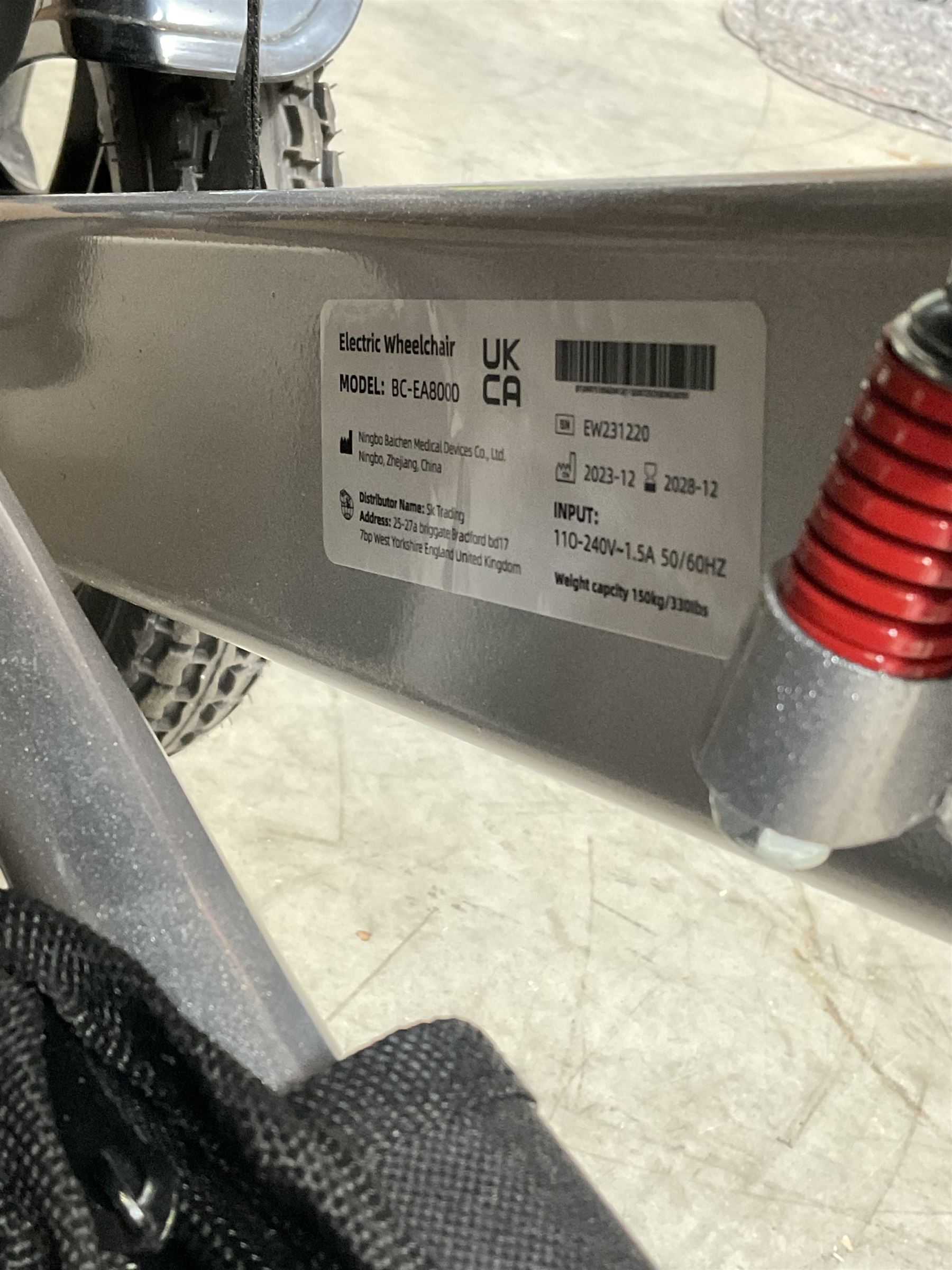 BC-EA8000 Electric Wheelchair Lightweight Foldable Electric Wheelchair, Portable Electric Wheelchair, with two batteries charger tools and remote.