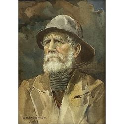 William H Parkinson (British 1864-1916): 'An Old Seaman', watercolour signed and dated 1893, original title label with artist's address verso 30cm x 21cm
Notes: Parkinson is listed as living in Bradford and exhibiting in both Bradford and Leeds
