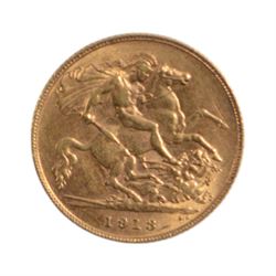 King George V 1913 gold half sovereign coin