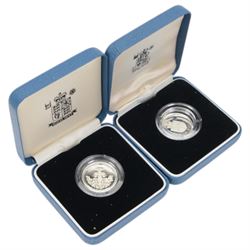 Twelve The Royal Mint United Kingdom silver proof one pound coins, comprising 1983, 1984, 1988, 1989, 1992, 1993, 1994, 1996, 1996 piedfort, 1998, 1999, and 2001, cased with certificates