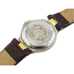  Longines ladies stainless steel and gold-plated wristwatch model L5 146 3, no 27567167, on leather strap  