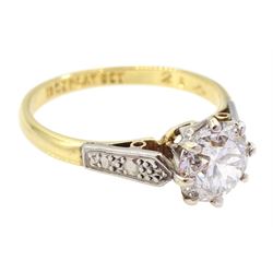 18ct gold single stone round transition cut diamond ring, stamped, diamond 1.20 carat, with World Gemological Institute report