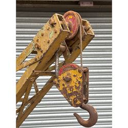Large mobile crane or engine hoist by Mann Egerton of Norwich, C.1946. H250cm - COLLECTION BY APPOINTMENT FROM: The White House, Thirsk Road, Easingwold, York, YO61 3NF - CALL 01723 507111 TO ARRANGE