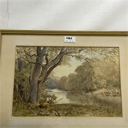 William Eyre Walker (British 1847-1930): River Landscape, watercolour signed, Abbey Ruins, probably Newminster Abbey Northumberland, late 19th century watercolour unsigned, and River Landscape, early 20th century watercolour indistinctly signed, max 23cm x 35cm (3)