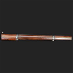 Enfield .577 action rifle, the 91.5cm rifled barrel with three barrel bands and ramrod under, full walnut stock, action marked 'Enfield' with Victoria cypher, overall L131cm
