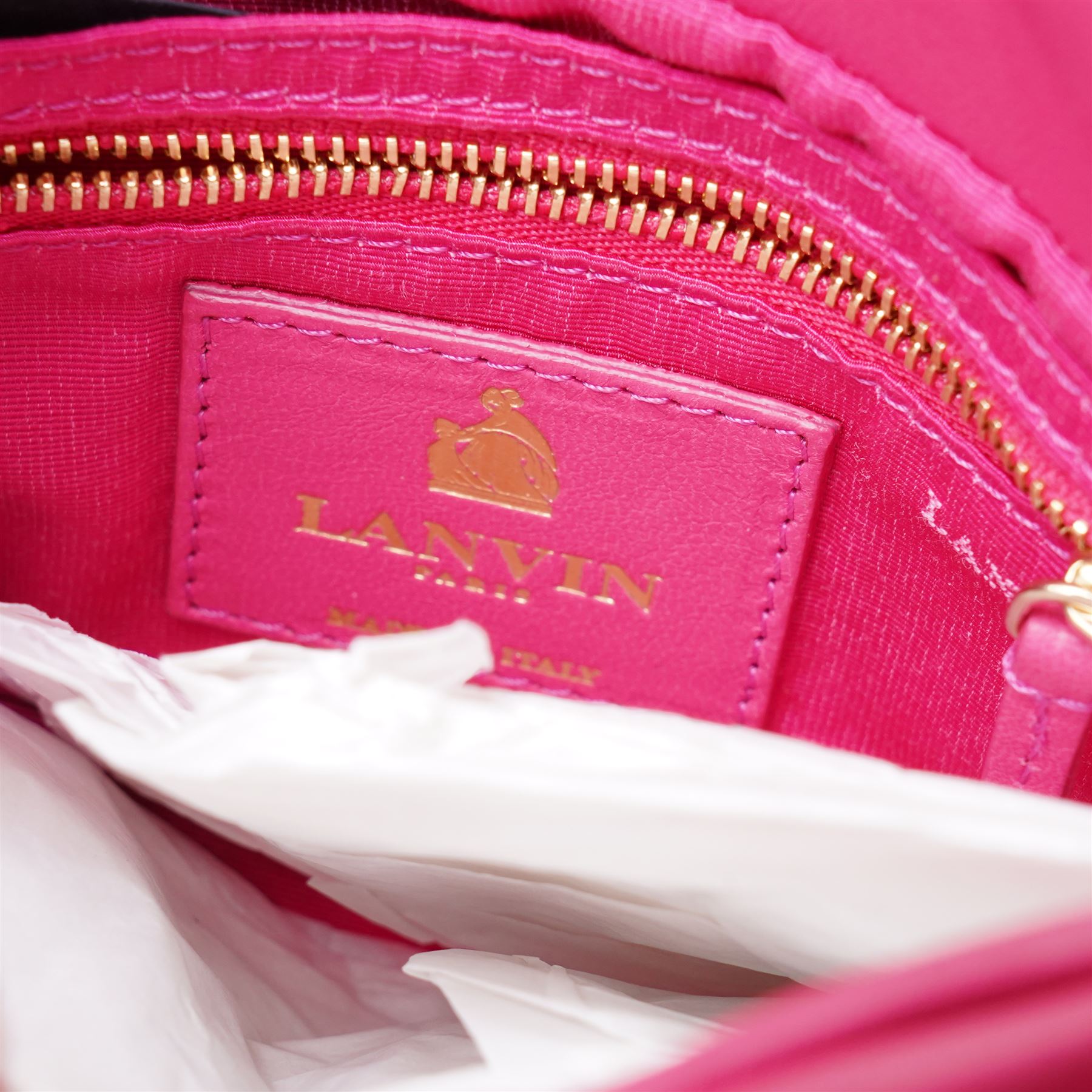 Lanvin - ‘Sugar’ Mini Bag, introduced circa 2014 under Alber Elbaz, in fuchsia quilted lambskin, with gold-tone chain and leather shoulder strap and hardware, unused with original dust bag
