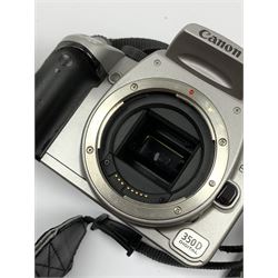 Canon EOS 350D digital camera with 'Canon Zoom Lens EF-S 18-55mm 1:3.5-5.6 II USM', with instruction manual and charger and two further lenses, Canon Ultrasonic 'Canon Zoom Lens EF 35-105mm 1:4.5-5.6' and a Canon Ultrasonic 'Canon Zoom Lens EF 75-300mm 1:4-5.6 III USM'