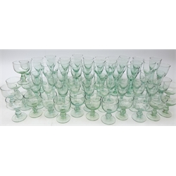  Suite of Victorian style drinking glasses comprising seventeen rummers, twenty-three port and twenty-eight wine glasses (68 pieces)  