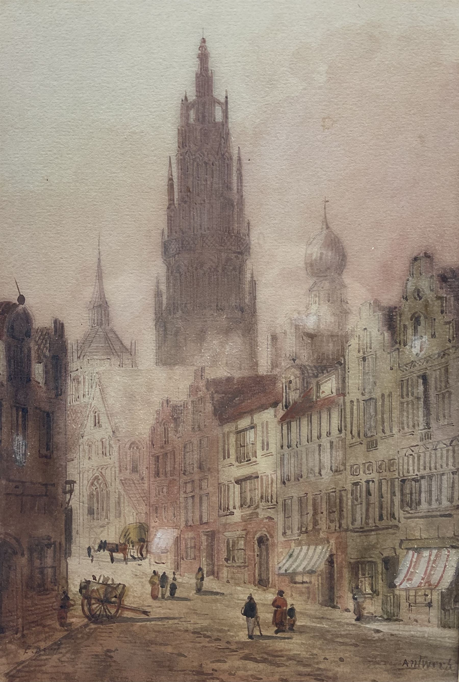 Edward Nevil (British 1813-1901): 'Antwerp' and 'Rouen', pair watercolours signed and titled 27cm x 18cm (2)